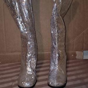 Bordello Silver Sequin Boots